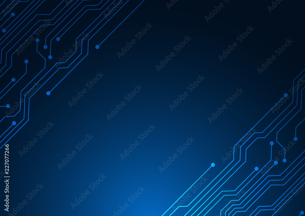 Wall mural abstract background blue color technology concept. vector illustration dots and lines social network