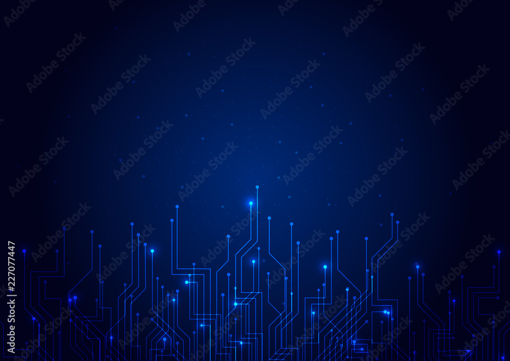 Wall mural abstract background blue color technology concept. vector illustration dots and lines social network