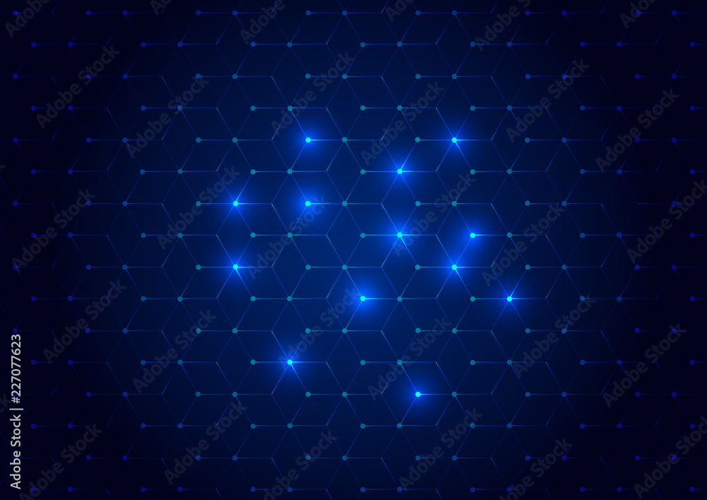 Wall mural abstract background blue color technology concept. vector illustration dots and lines social network