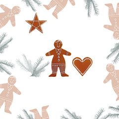 Gingerbread collage on white background.