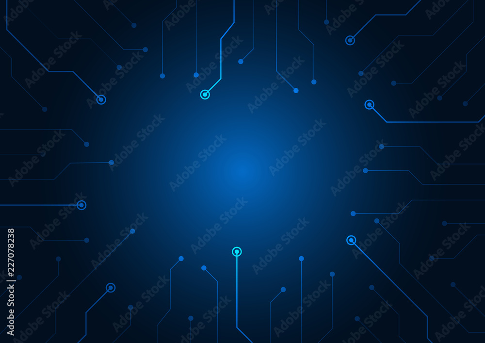 Wall mural abstract background blue color technology concept. vector illustration dots and lines social network