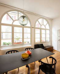 Dining room in renovated design apartment