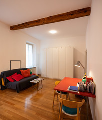 Relaxation room with sofa in a newly renovated apartment