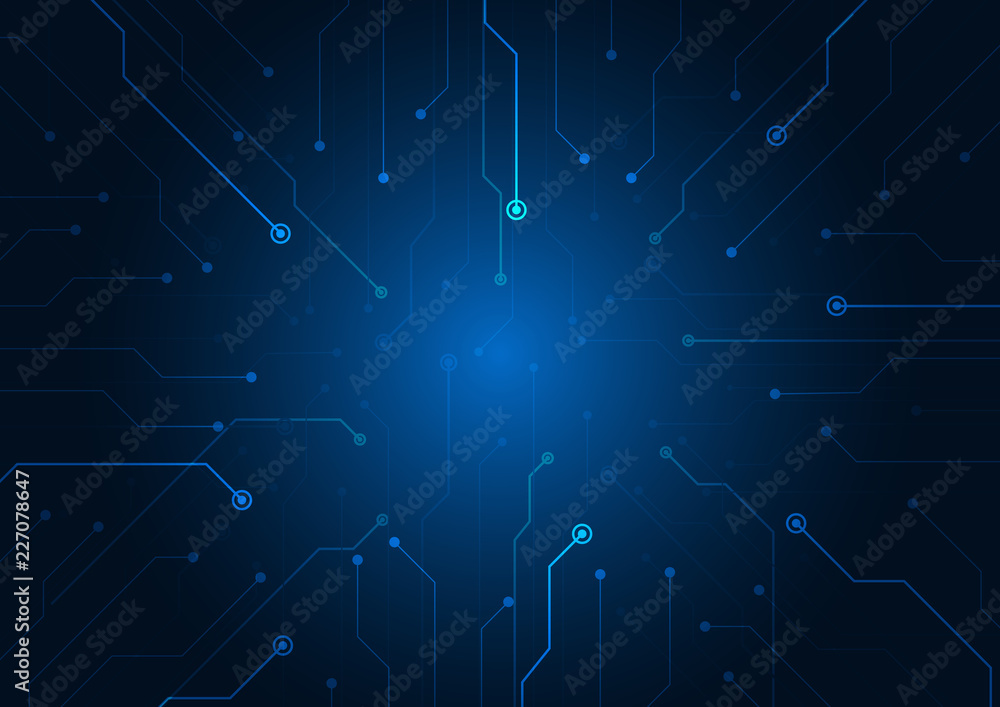 Wall mural abstract background blue color technology concept. vector illustration dots and lines social network