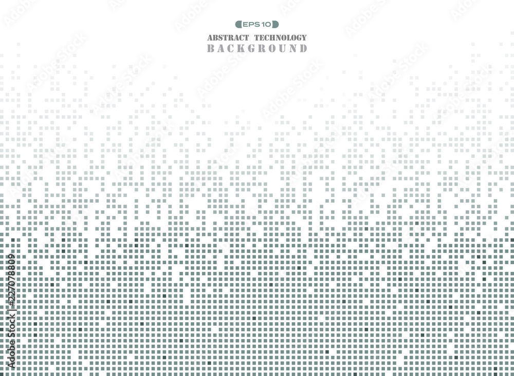Aufkleber abstract of futuristic technology in dark gray square pattern pixel background.