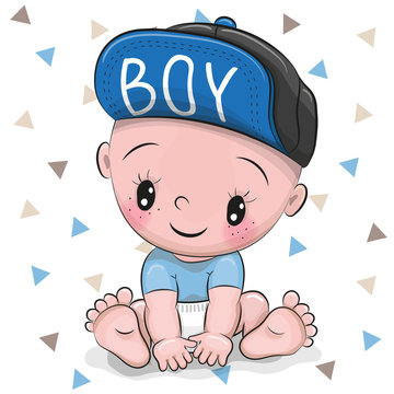 Cute Cartoon Baby boy in a cap