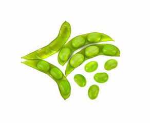 fresh soy beans isolated on white background