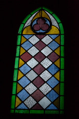 stained-glass window of striking colors