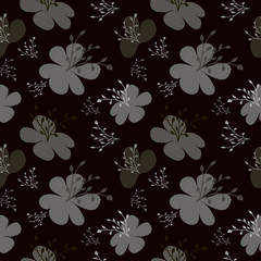 Gray flowers on a black color