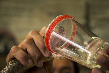 Snake poisoning the nervous system. Demo show rolling poisonous of snake siamese cobra ( Naja...
