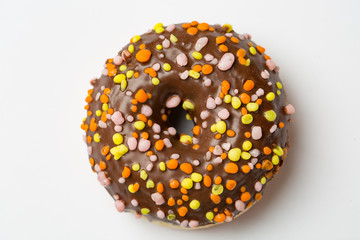 Simple Glazed chocolate Donut on light background