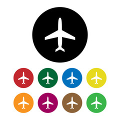 Cartoon Silhouette Black Airplane Set Different Types Travel Concept Element Flat Design Style. Vector illustration of Jet or Plane