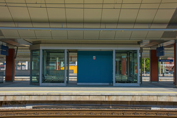 A platform waiting room in the new central train station in Krakow which opened in 2014
