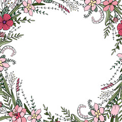 Round frame with beautiful flowers