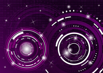Modern abstract technology in design. The concept of communication, innovation. The circle of digital circuits on a dark background, the code matrix.