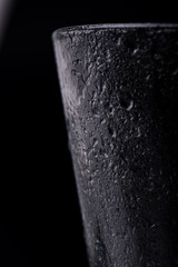 Drops of water on a transparent glass.