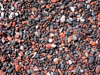 Galets de la plage rouge de Santorin