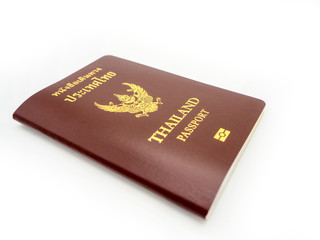 Passport cover of Thailand, Identification citizen isolated on white background.