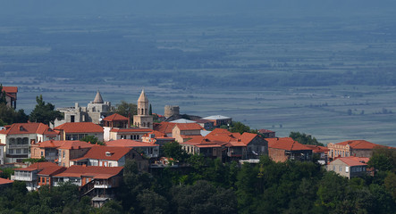 View of Signagi and Alazani Valley. Popular tourist attraction of Georgia. The heart of Georgia's wine-growing regions.