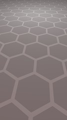 Honeycomb with color lighting, on a gray background. Perspective view on polygon look like honeycomb. Isometric geometry. Vertical image orientation. 3D illustration