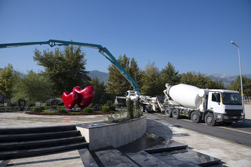 Pouring Cement with Pump Tube