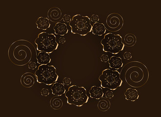 Abstract brown background with golden decoration