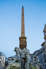 Obelisk in Rome with sunset