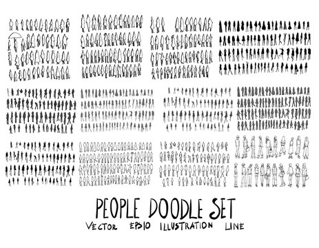 Set of vector People doodle drawing icon Collection on white background eps10