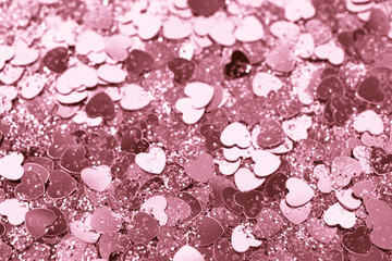 Rose gold hearts glitter, Abstract holidays background.