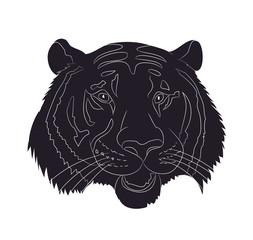 portrait tiger drawing silhouette, vector