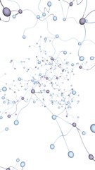 Neural network. Social network. Futuristic dna, deoxyribonucleic acid. Abstract molecule, cell illustration, mycelium. Light background. 3D illustration