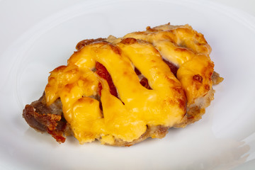 Roasted pork with cheese