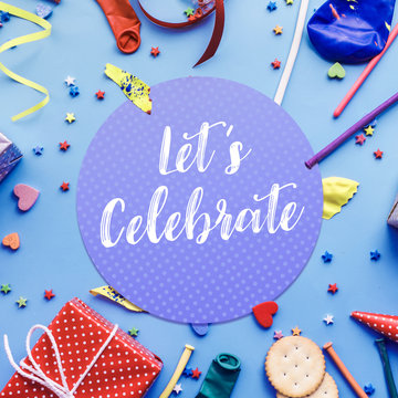 2019 Let's celebrate,party concepts ideas with colorful element,gift box present,confetti,balloon