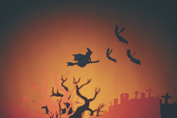 Halloween background concept, on yellow background