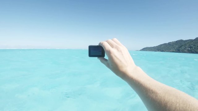 Recording tropical ocean with camera, POV