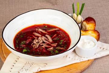 Traditional Borsch with meat