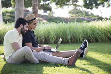 looking at the laptop together