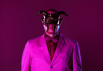 man in a devil mask halloween