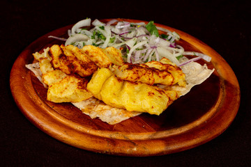 Grilled potato shashlik