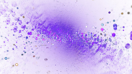 Abstract blue and pink sparkling drops. Holiday background. Digital fractal art. 3d rendering.