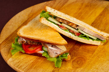 Club sandwich with chicken breast