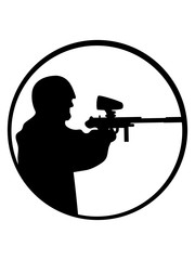 schwarz rund kreis logo ballern paintball helm zielen spa&szlig; sport verein schie&szlig;en treffer shooter farbball soldat k&auml;mpfer team waffe design cool