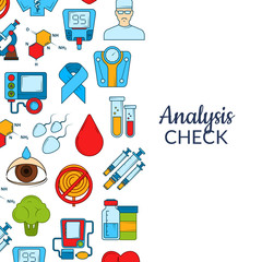 Vector colored diabetes icons background with place for text illustration