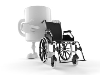 Fototapeta na wymiar Mug character with wheelchair