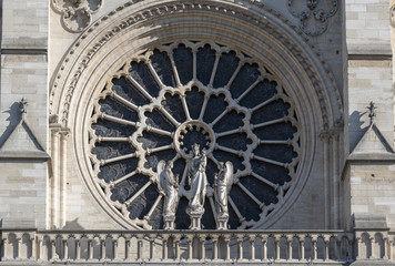 Rosette of Notre Dame Cathedral in Paris, France