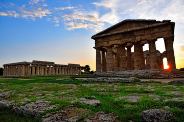 the temple of Hera and Neptune in Greek temple located in Capaccio Paestum Italy