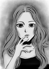 Girl in black and white