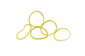 Yellow elastic rubber band on white background with a copy space. It can use for multiple purpose...