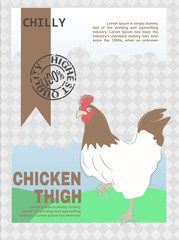 Modern painted chicken meat label packaging design. On a transparent background. Vector.