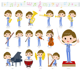 surgical operation blue wear women_classic music